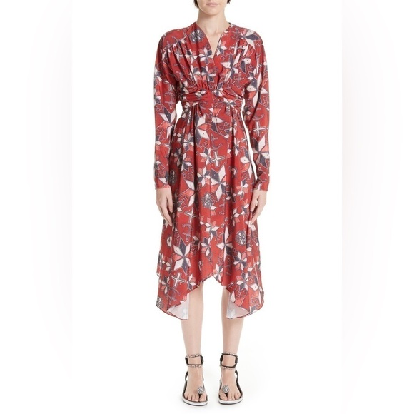Isabel Marant Tamara Techno Print Long Sleeve Dress - Picture 1 of 13